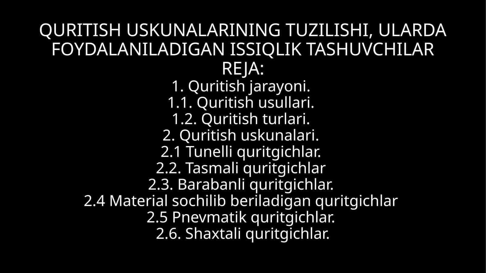 Quritish Uskunalarining Tuzilishi 1