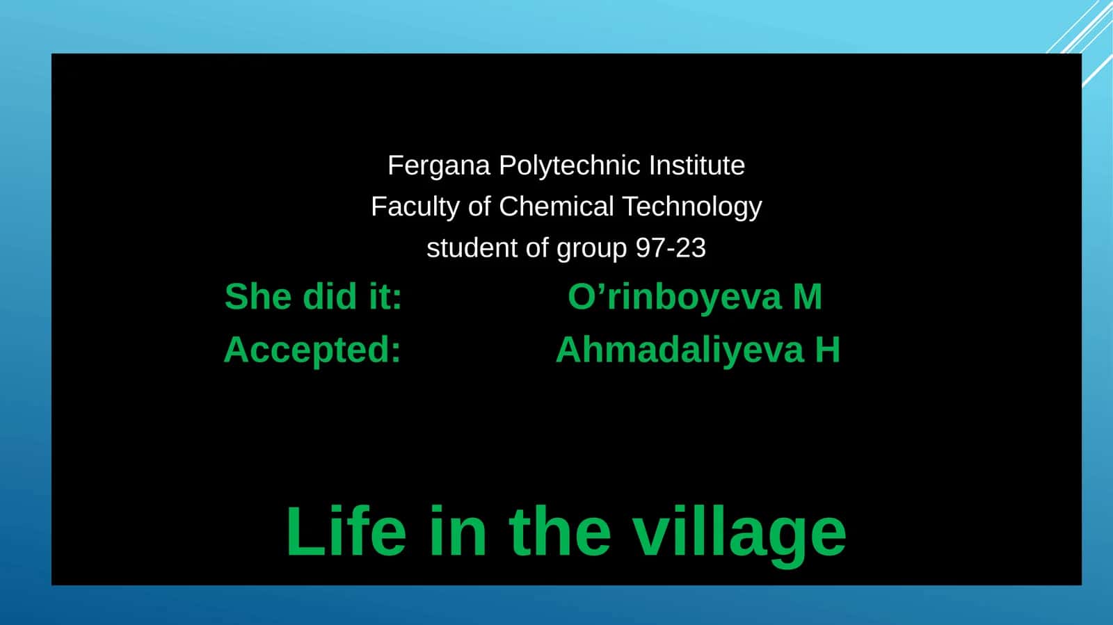 Life in the Village 1