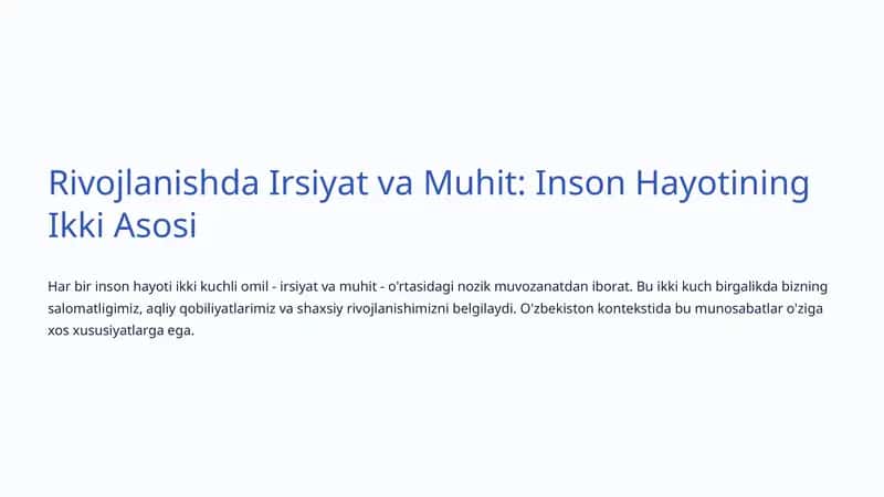 Irsiyat va Muhit: Asosiy Ta'riflar 1