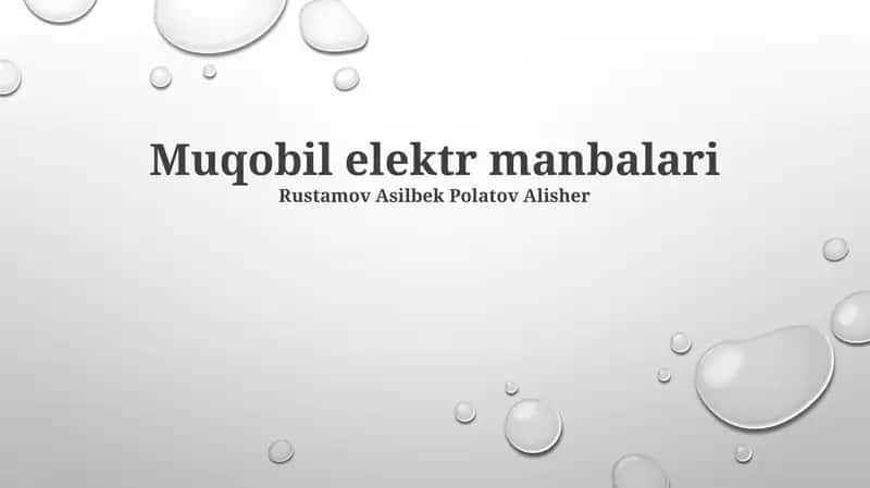 Muqobil elektr manbalari 1