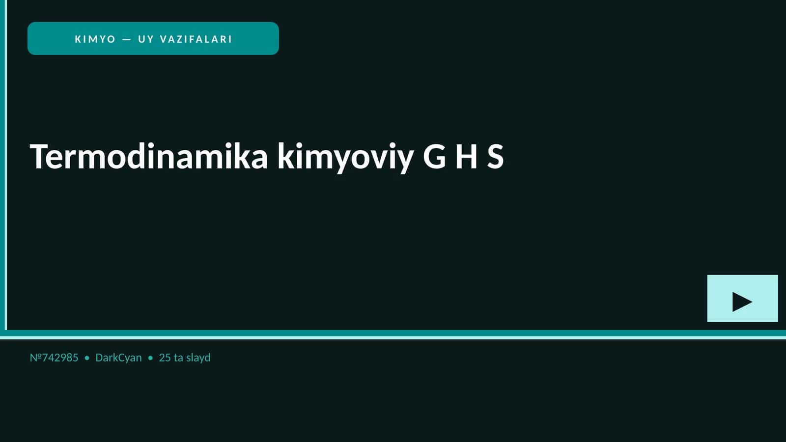 KIMYO — UY VAZIFALARI 1