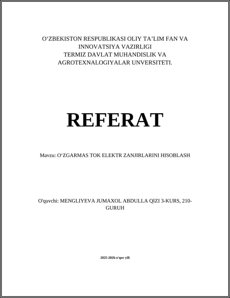 Ohm qonuni va rezistorlarda kuchlanish 1