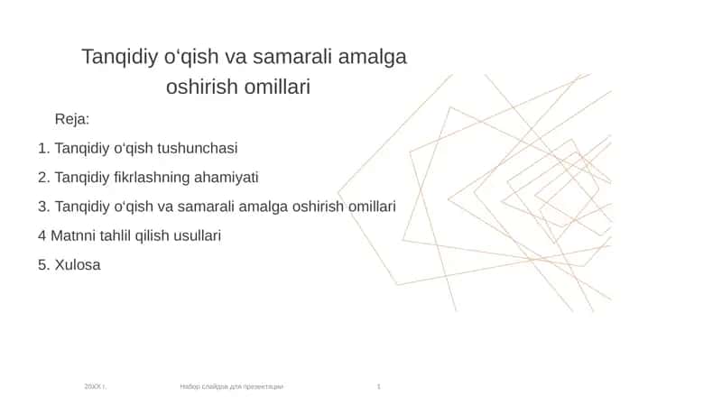 Tanqidiy o‘qish va samarali amalga oshirish omillari 1