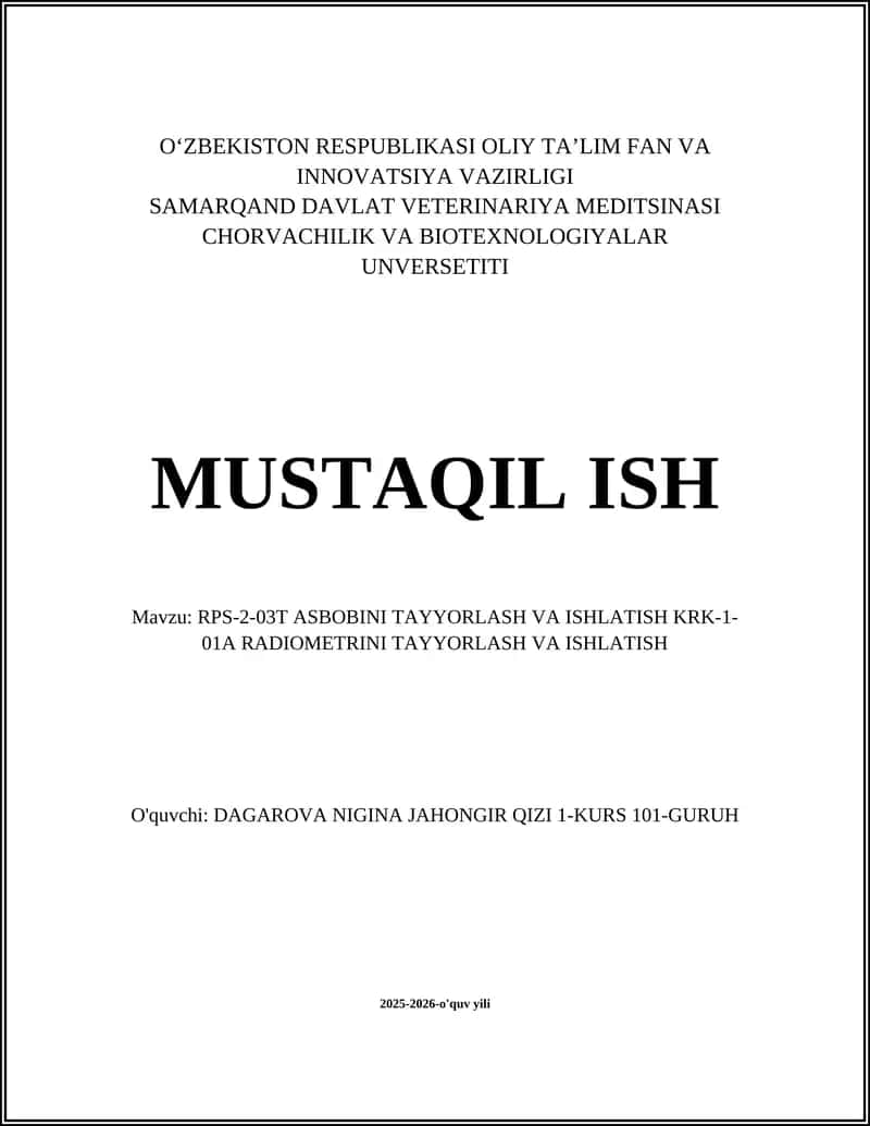 KRK-1-01A Radiometrini Tayyorlash va Ishlatish 1