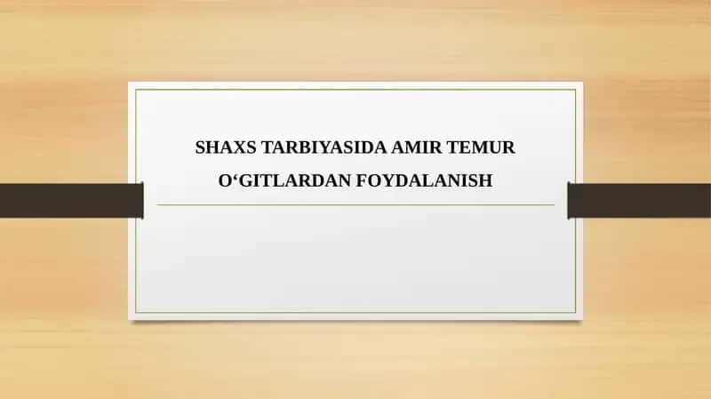 Amir Temur Tuzuklari 1
