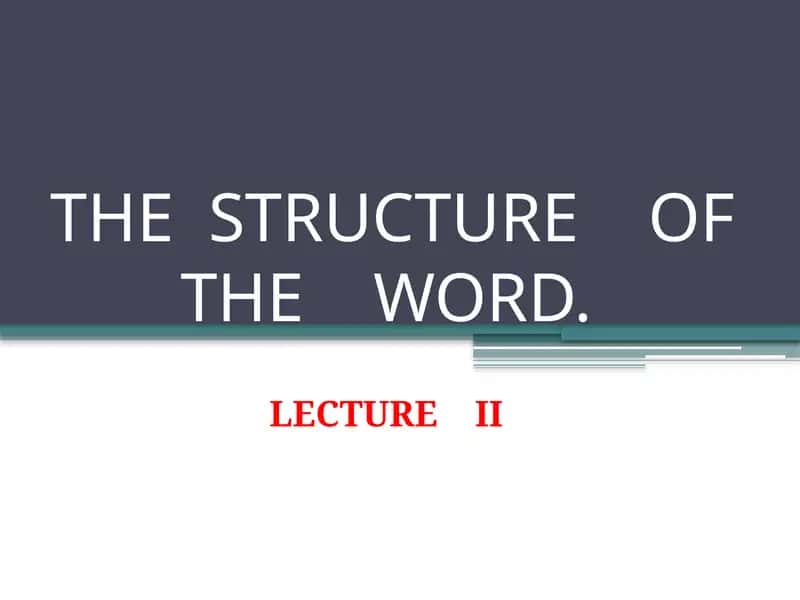 THE STRUCTURE OF THE WORD 1