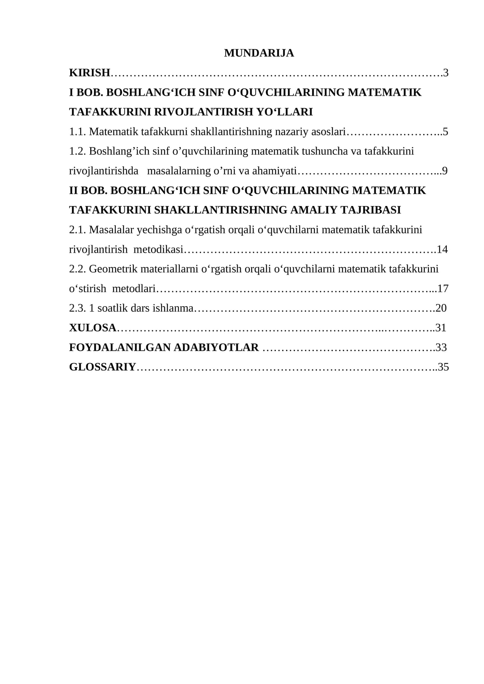 Boshlangʻich sinf oʻquvchilarining matematik tafakkurini shakllantirish 1