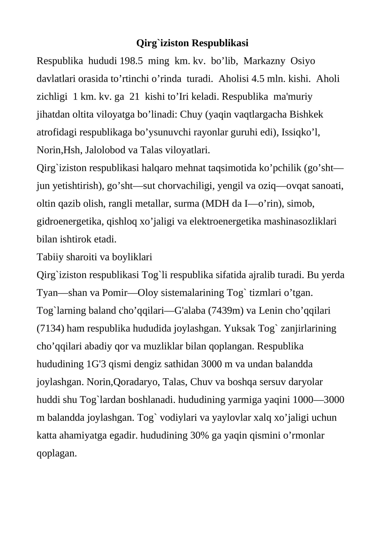 Qirg'iziston Respublikasi 1