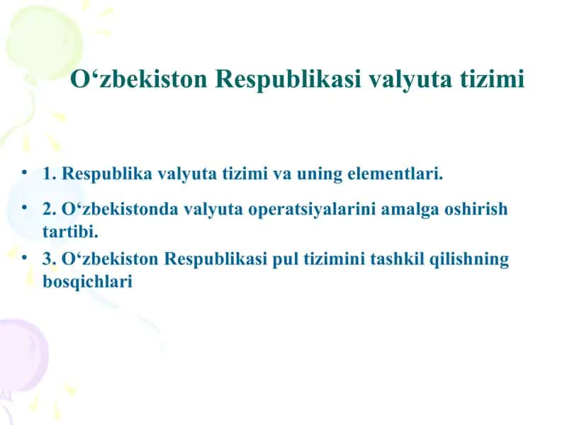Oʻzbekiston Respublikasi valyuta tizimi 1
