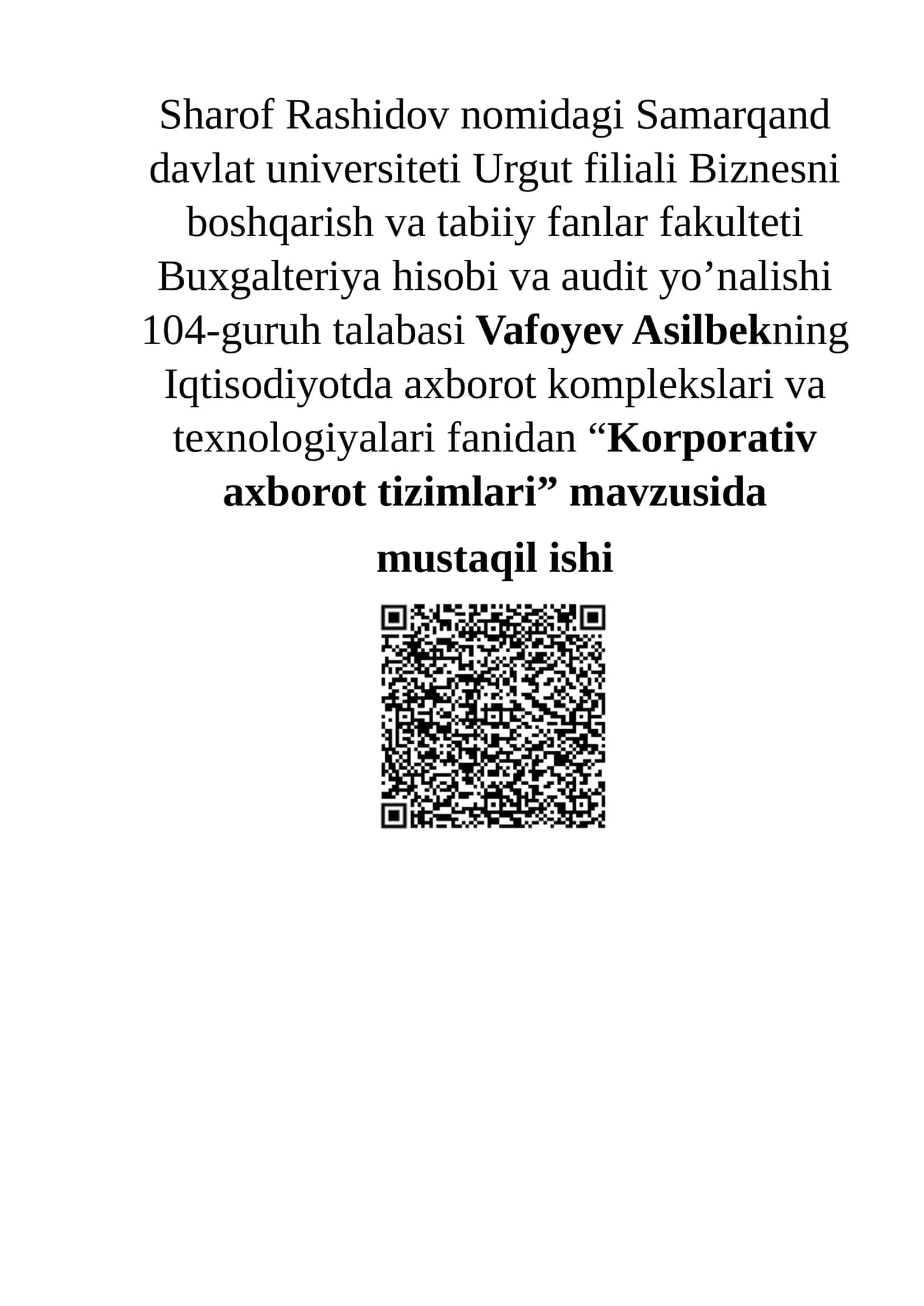 Korporativ axborot tizimlari 1