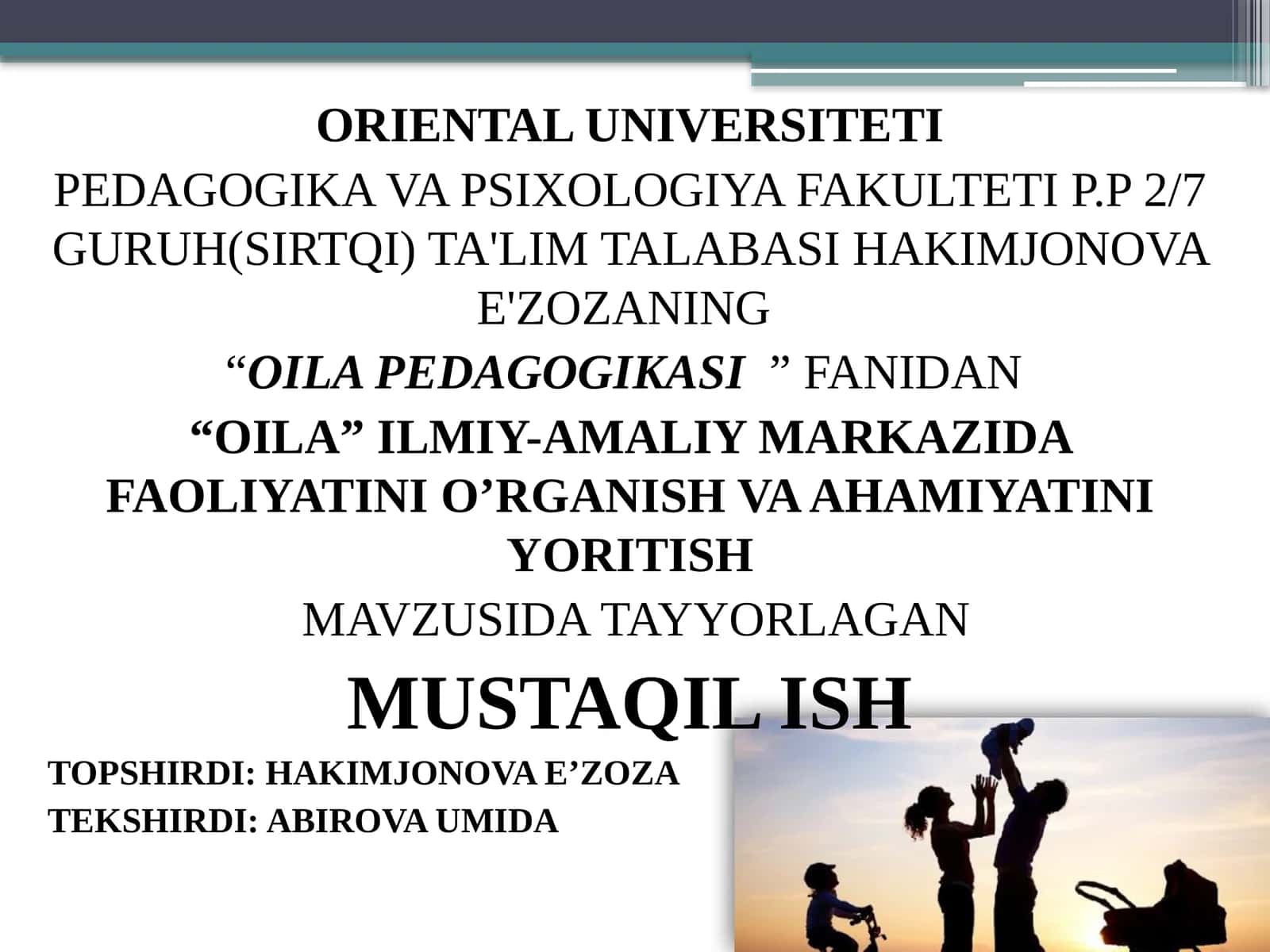 OILA PEDAGOGIKASI 1