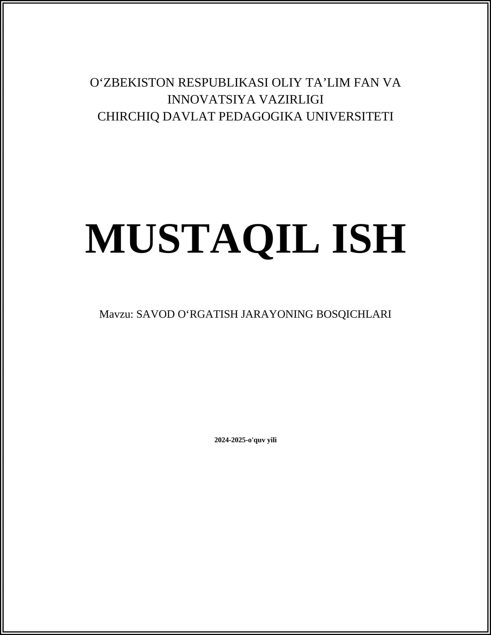 SAVOD OʻRGATISH JARAYONING BOSQICHLARI 1