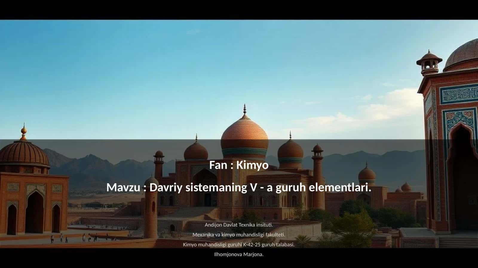 Davriy sistemaning V - a guruh elementlari 1