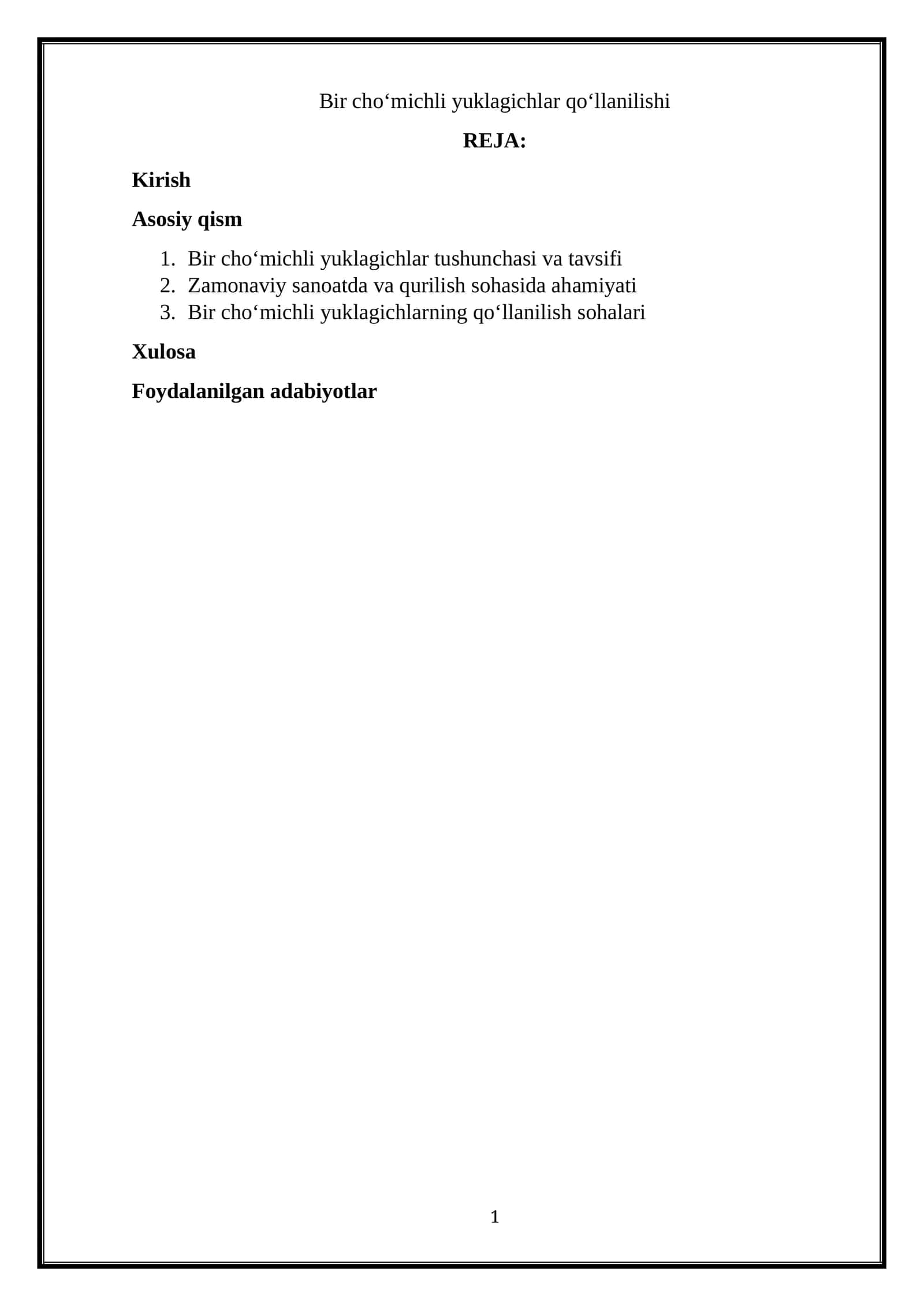Bir cho‘michli yuklagichlar qo‘llanilishi 1