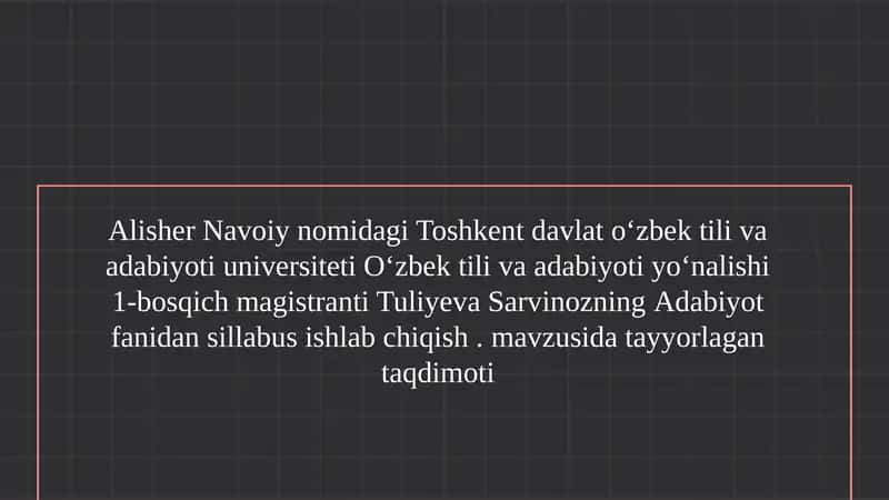 Adabiyot fanidan darslik 1