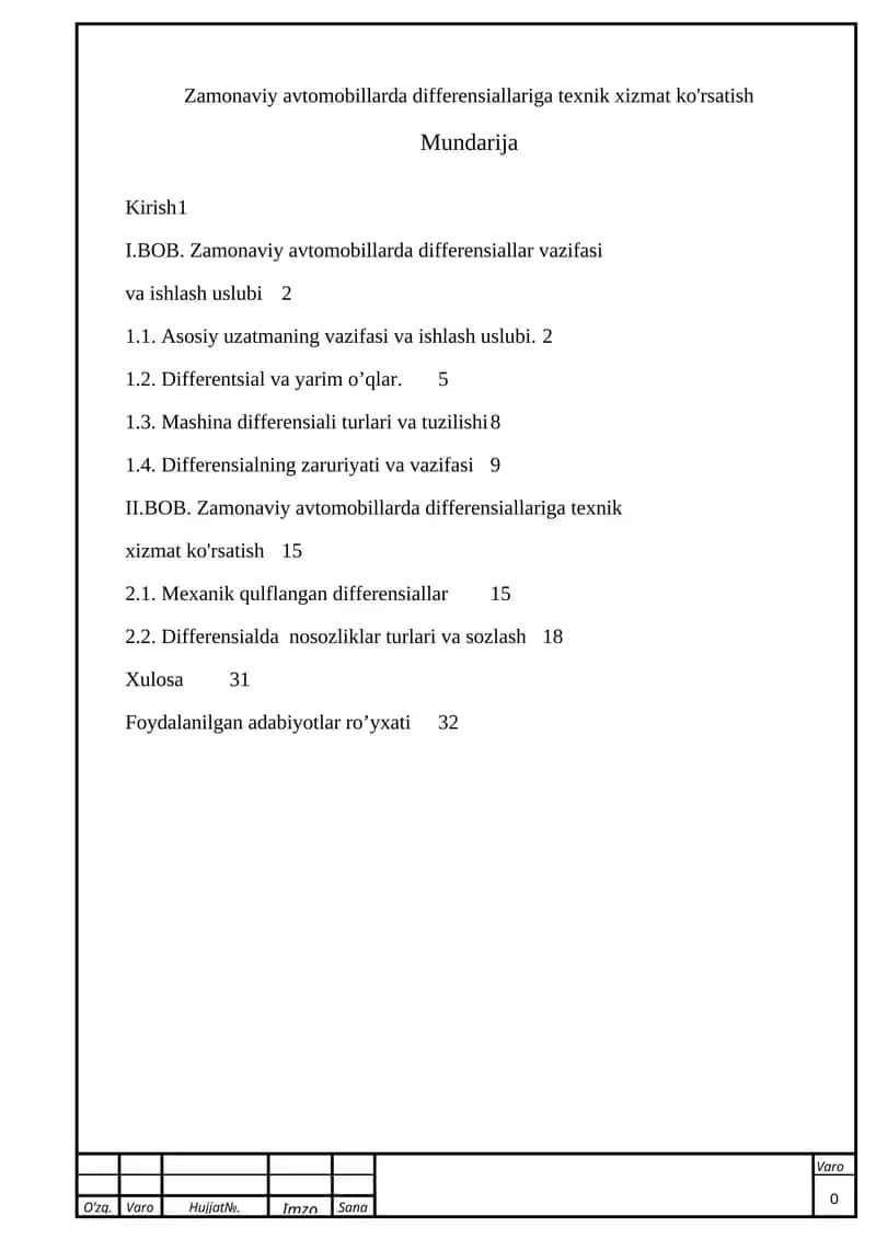 Zamonaviy avtomobillarda differensiallariga texnik xizmat ko'rsatish 1