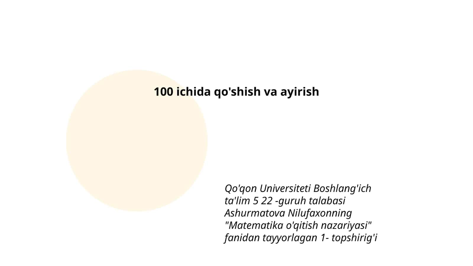 Matematika o'qitish nazariyasi 1