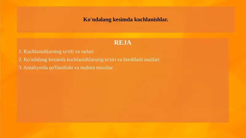 Ko'ndalang kesimda kuchlanishlar 1