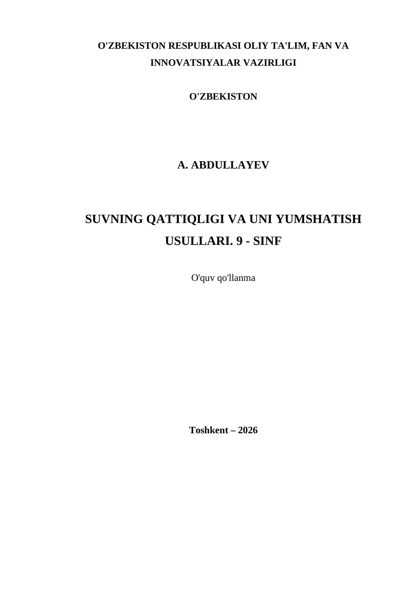 SUVNING QATTIQLIGI VA UNI YUMSHATISH USULLARI. 9 - SINF 1