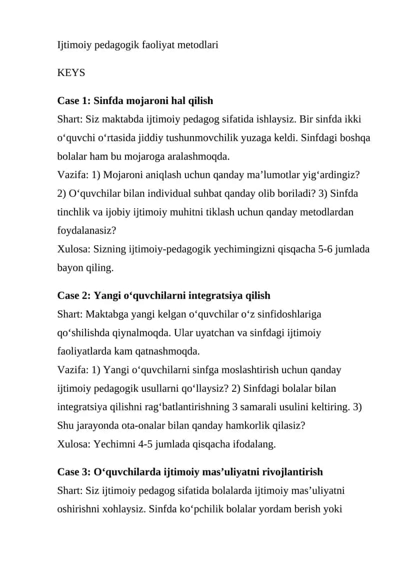 Ijtimoiy pedagogik faoliyat metodlari 1