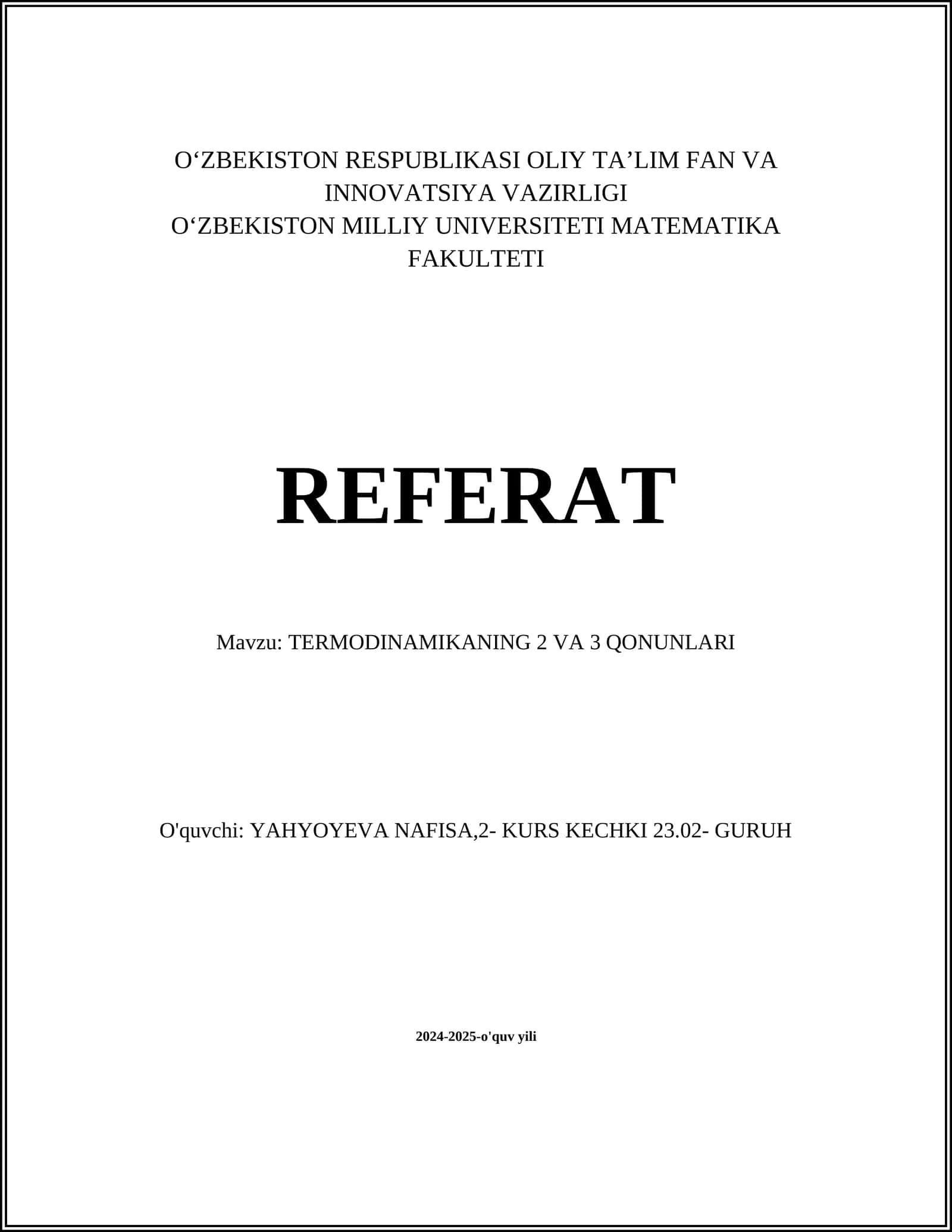 TERMODINAMIKANING 2 VA 3 QONUNLARI 1