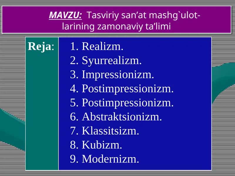 Tasviriy san’at mashg`ulotlarining zamonaviy ta’limi 1