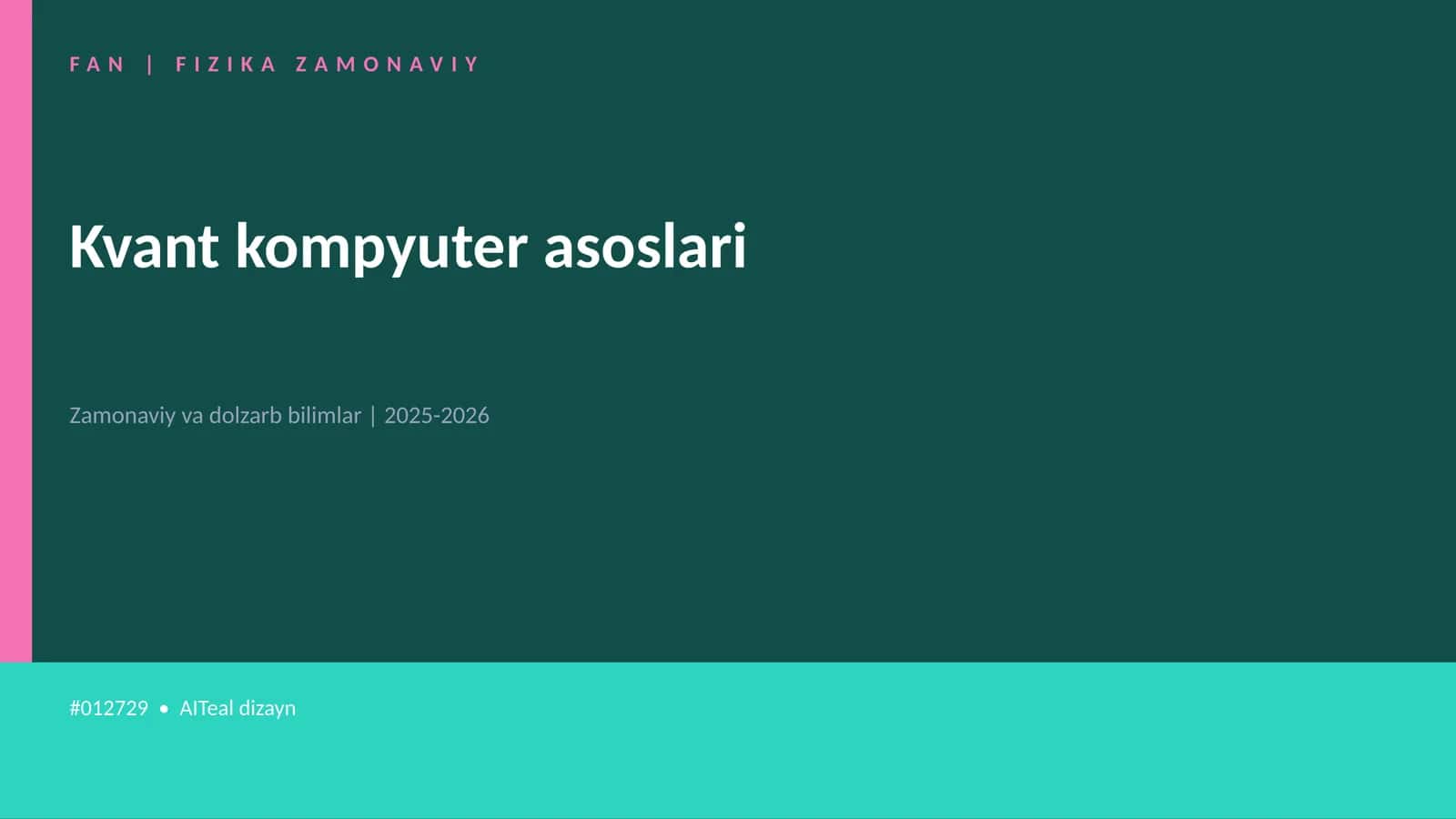 Kvant kompyuter asoslari 1