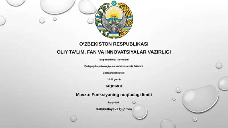 Funksiyaning nuqtadagi limiti 1