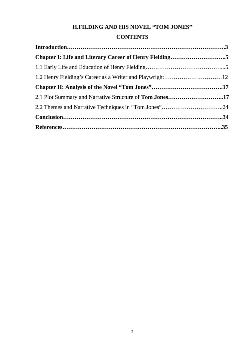 HENRY FIELDING AND HIS NOVEL “TOM JONES” 1