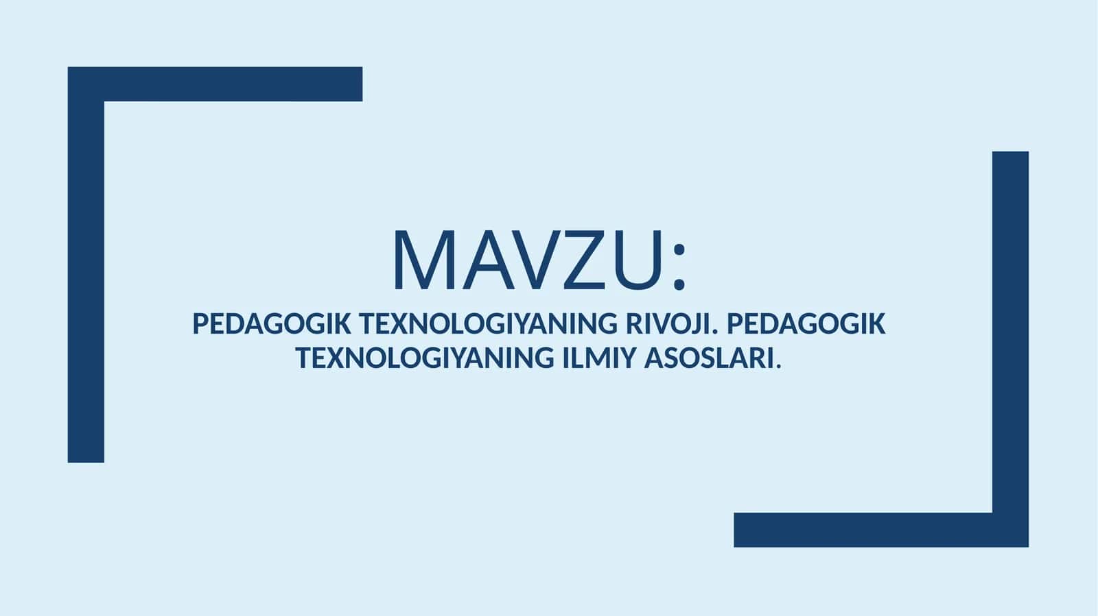 Педагогик технологиялар 1