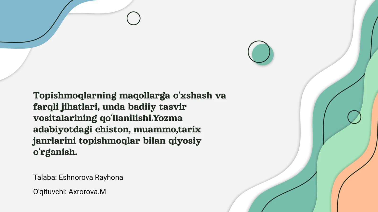 Topishmoqlarning maqollarga oʻxshash va farqli jihatlari 1