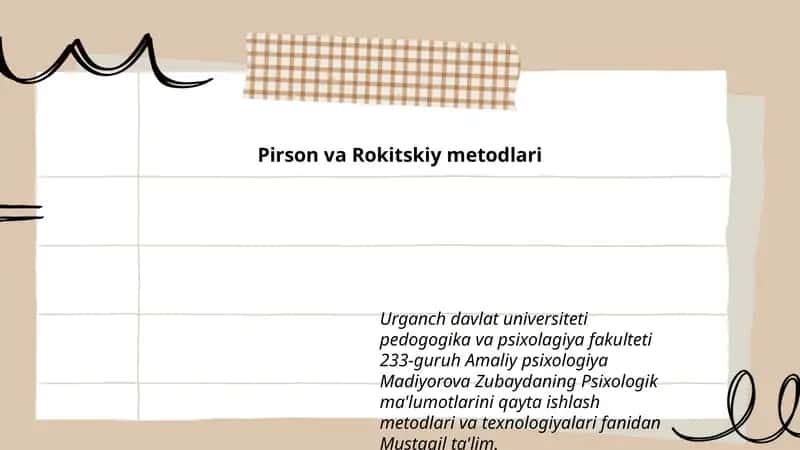 Pirson va Rokitskiy metodlari 1