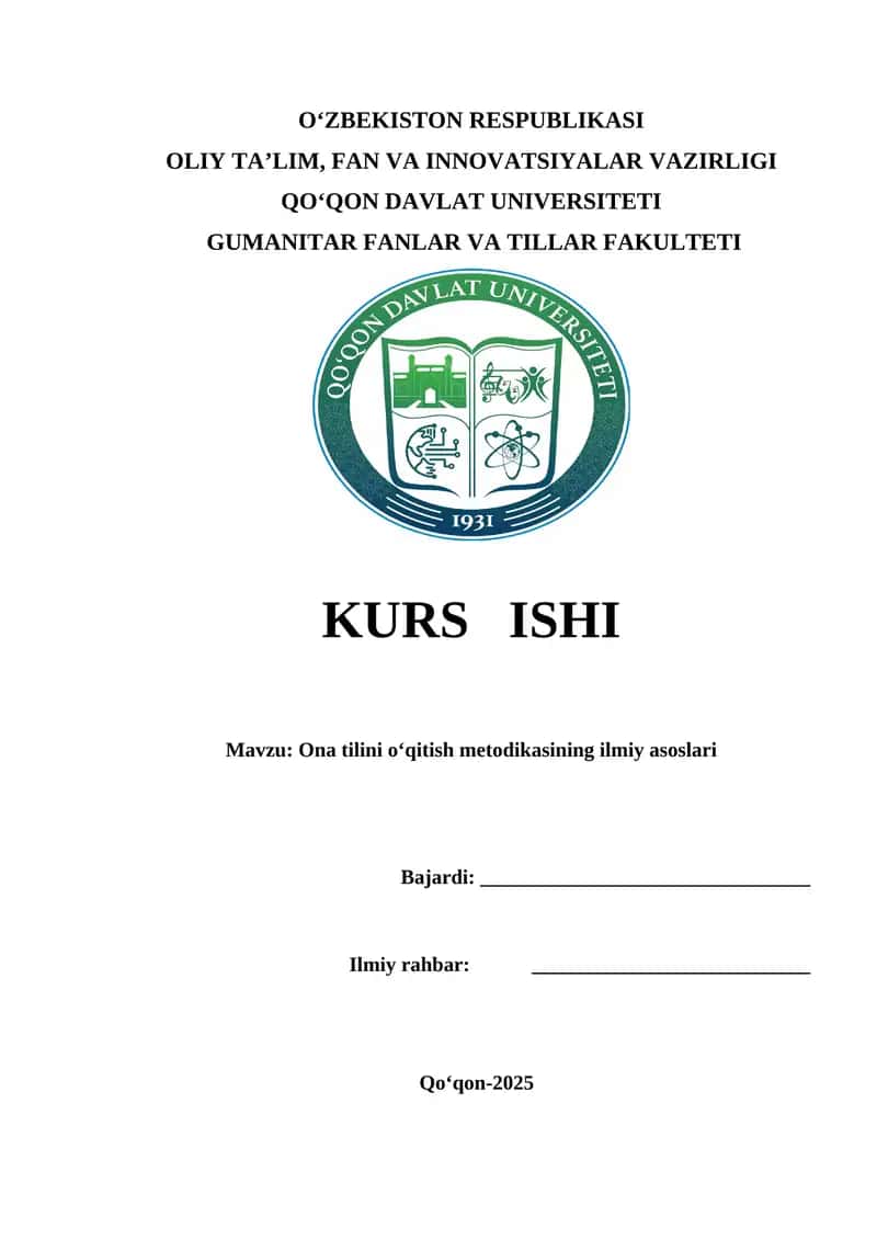 Ona tilini o‘qitish metodikasining ilmiy asoslari 1