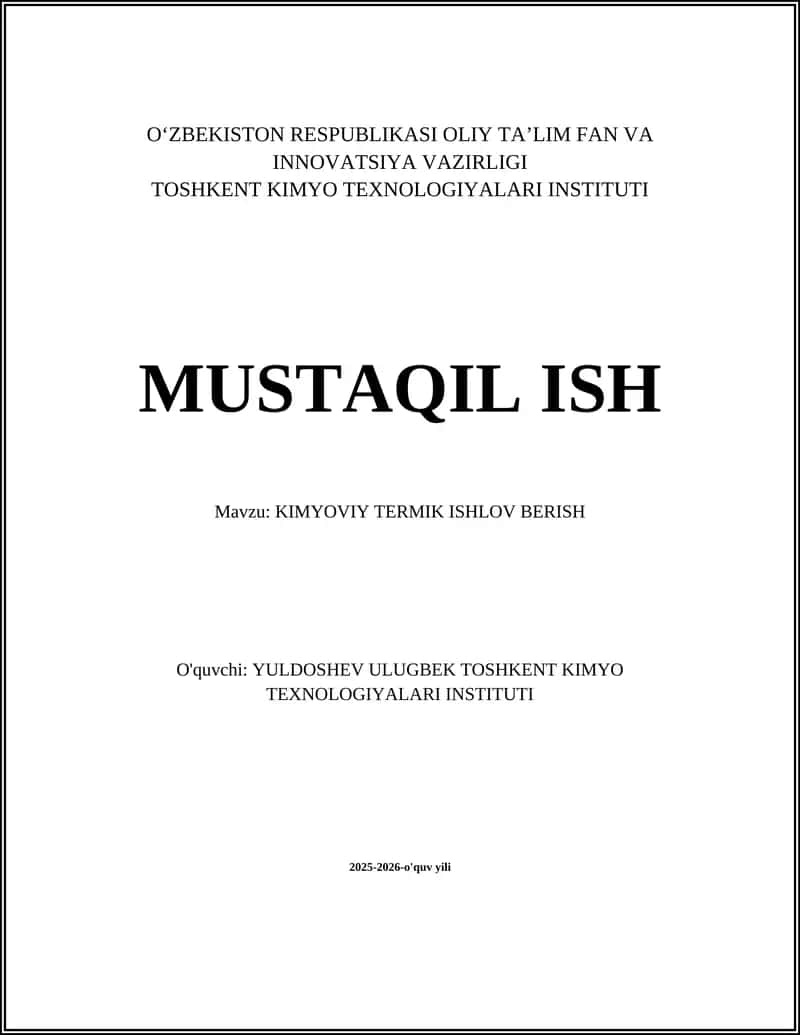 Kimyoviy termik ishlov berish 1