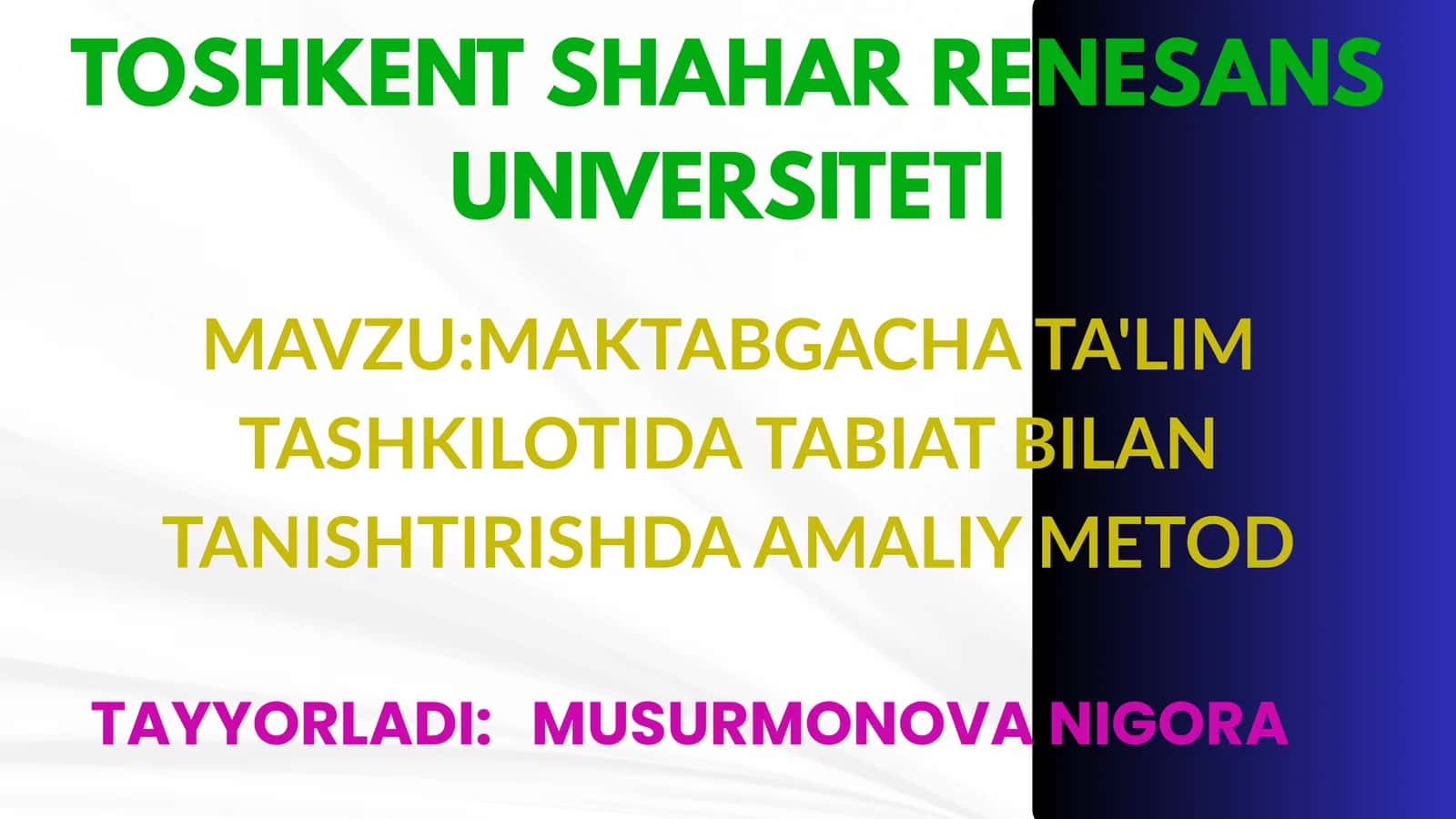 MAKTABGACHA TA'LIM TASHKILOTIDA TABIAT BILAN TANISHTIRISHDA AMALIY METOD 1