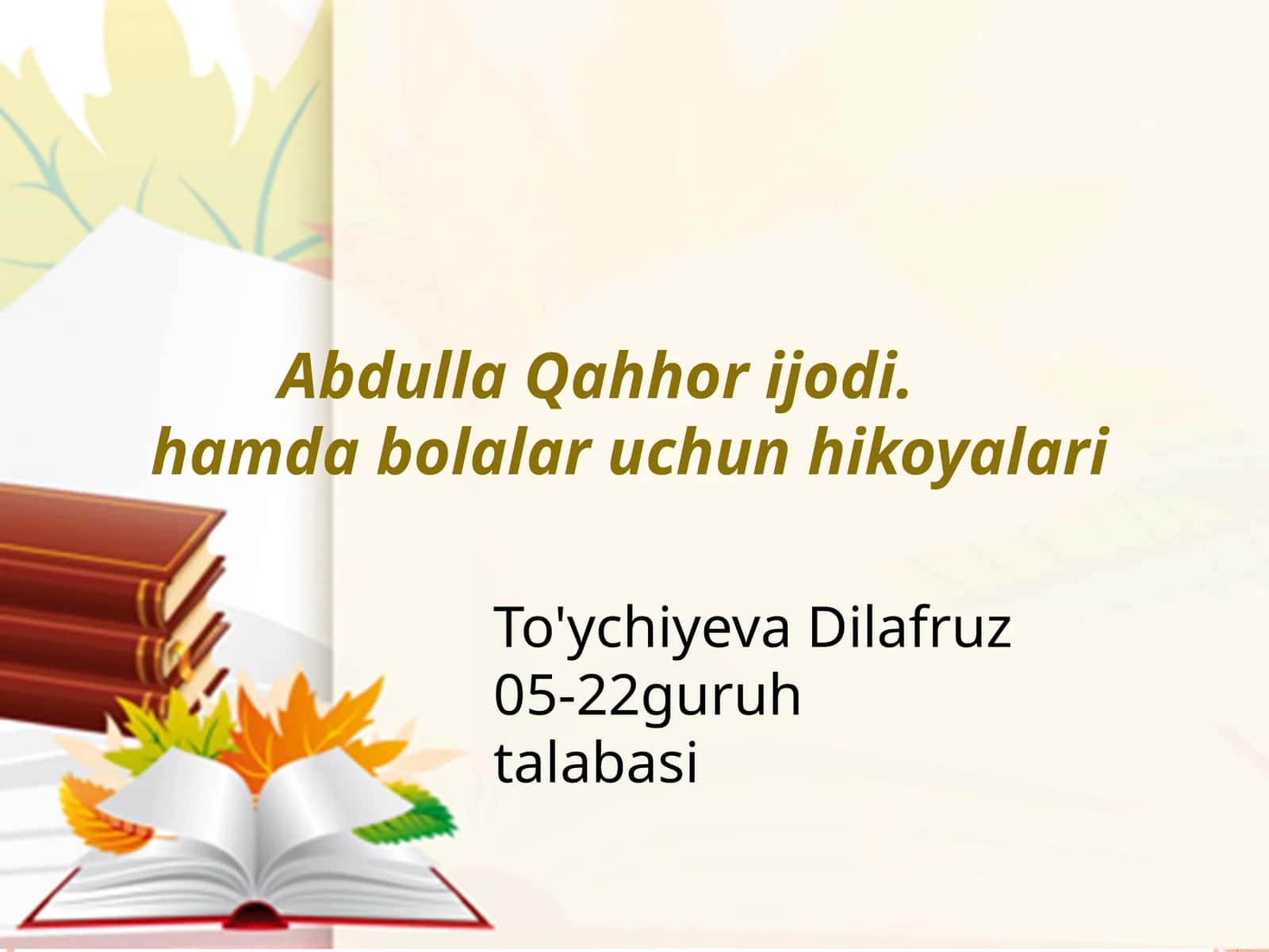 Bolalar adabiyotida A Qahhor 1