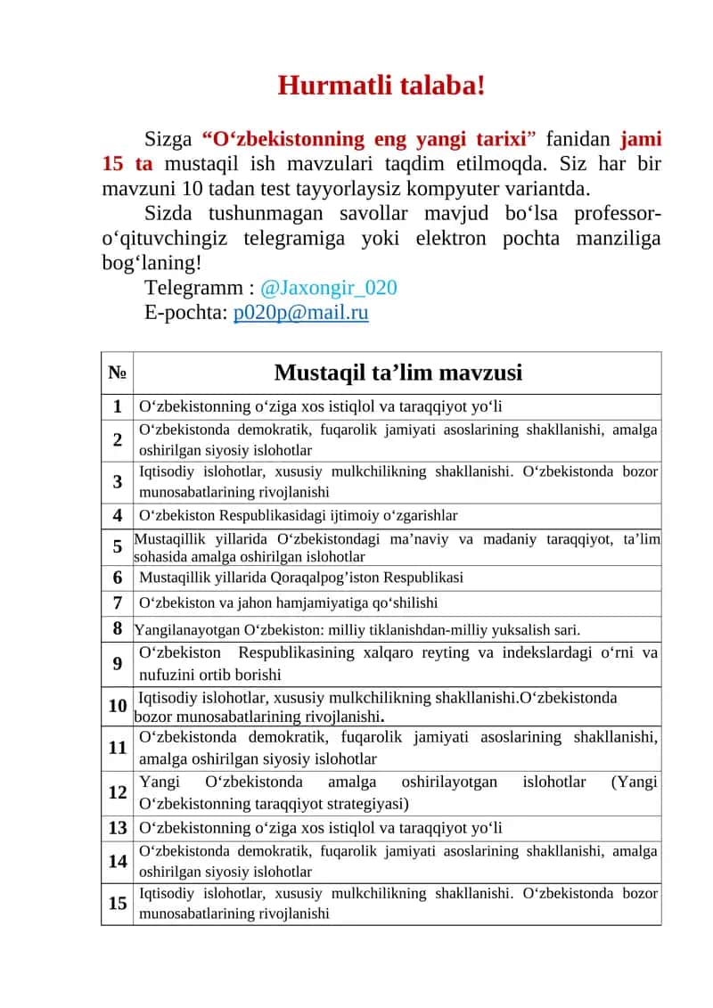 O‘zbekistonning eng yangi tarixi 1