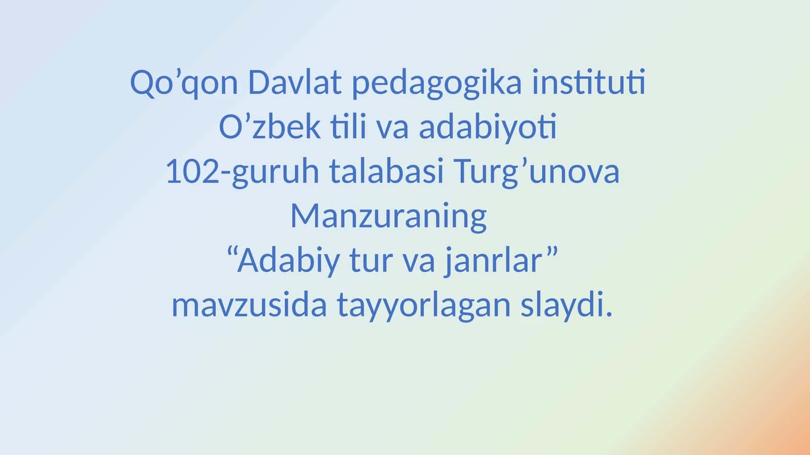 Adabiy tur va janrlar 1