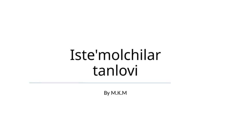 Iste'molchilar tanlovi 1
