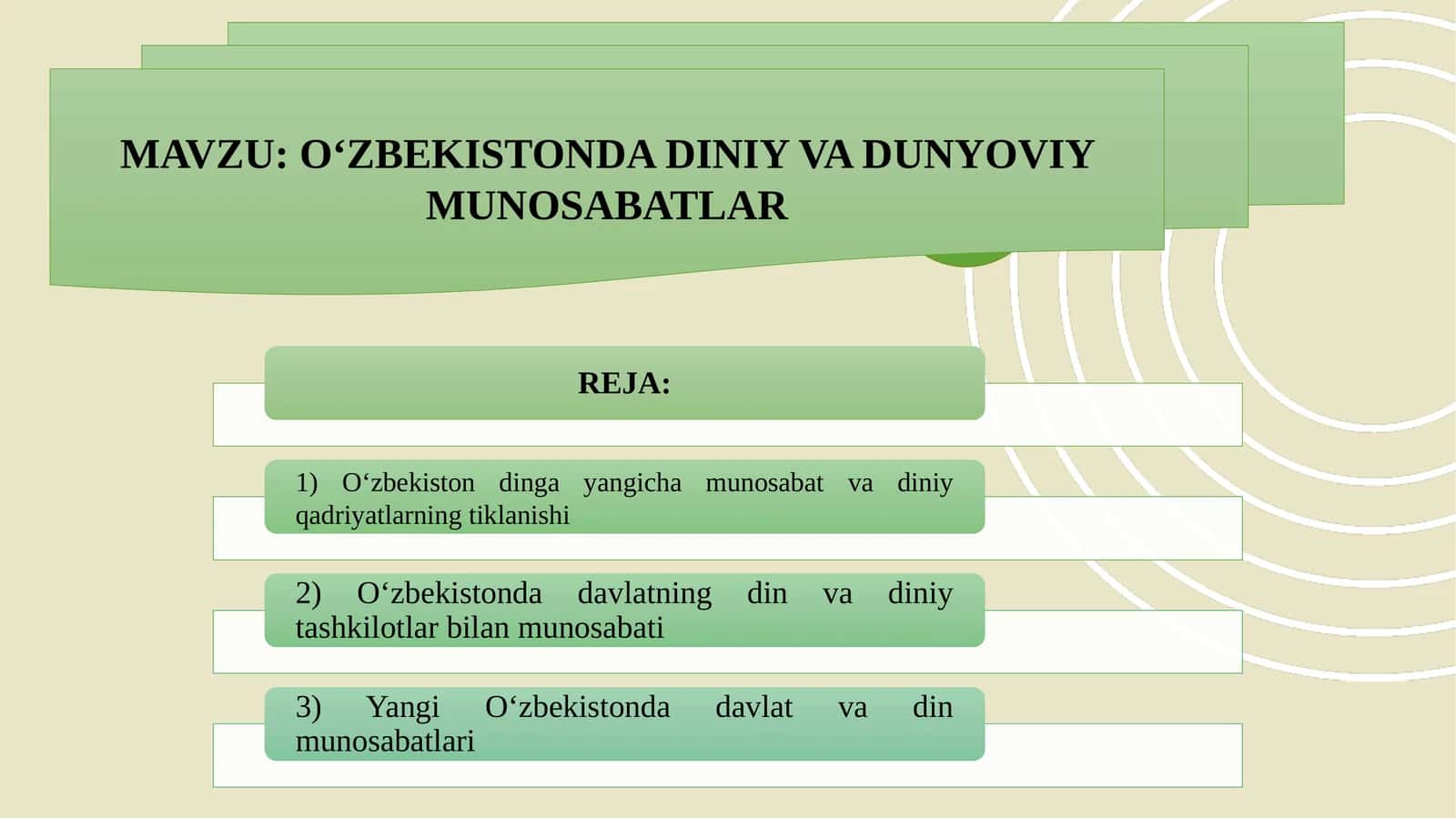 O‘ZBEKISTONDA DINIY VA DUNYOVIY MUNOSABATLAR 1