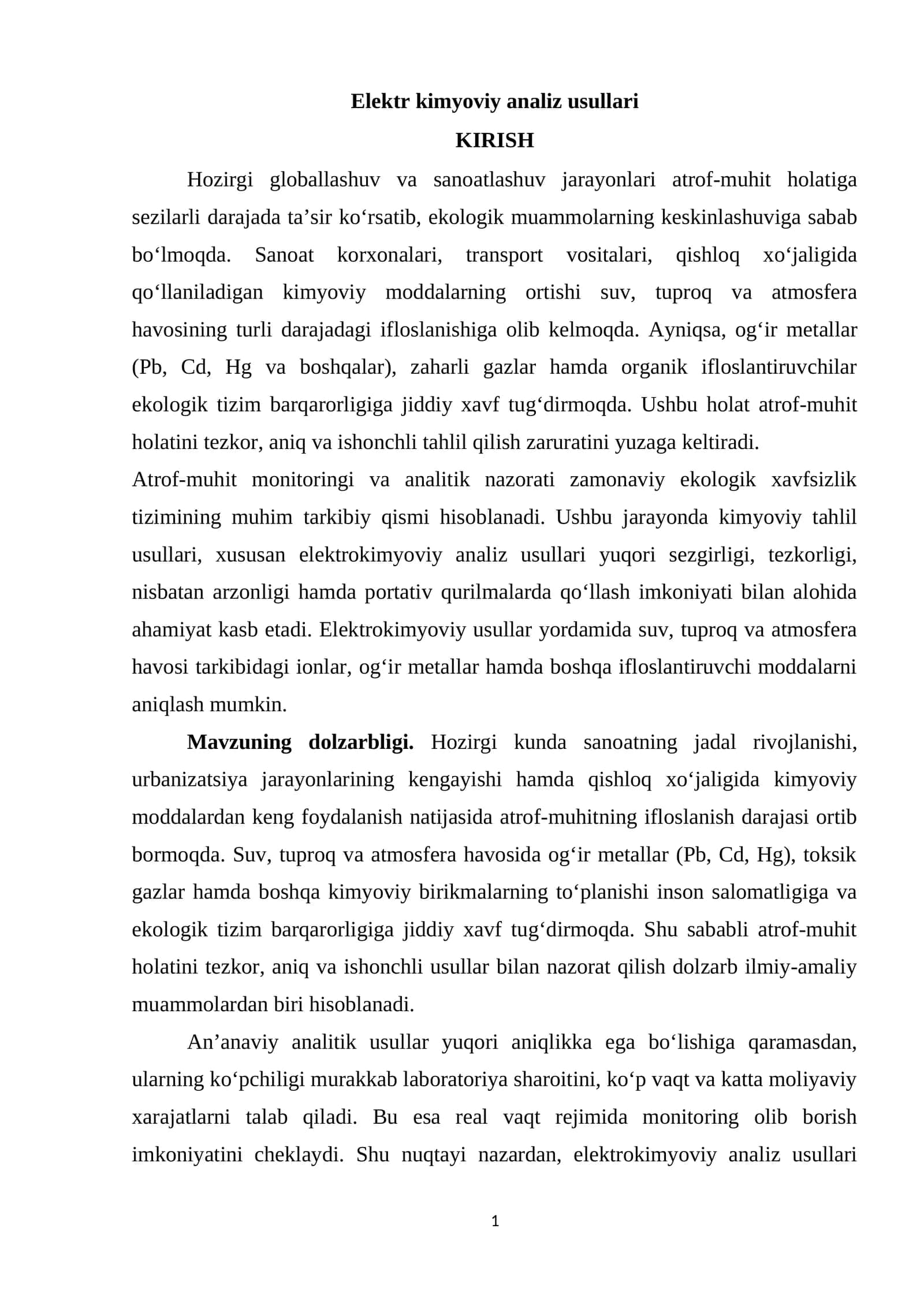 Elektr kimyoviy analiz usullari 1