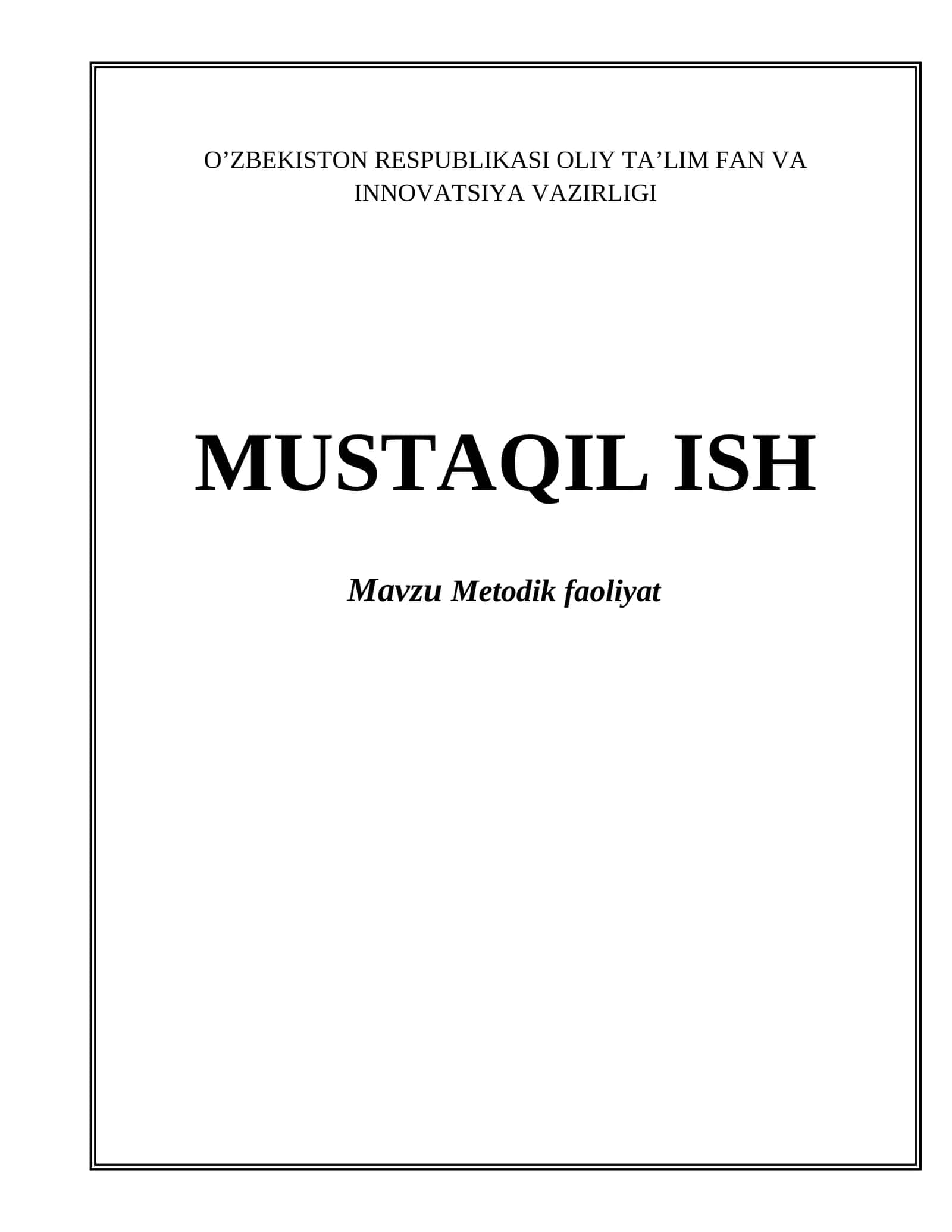 Metodik faoliyat 1