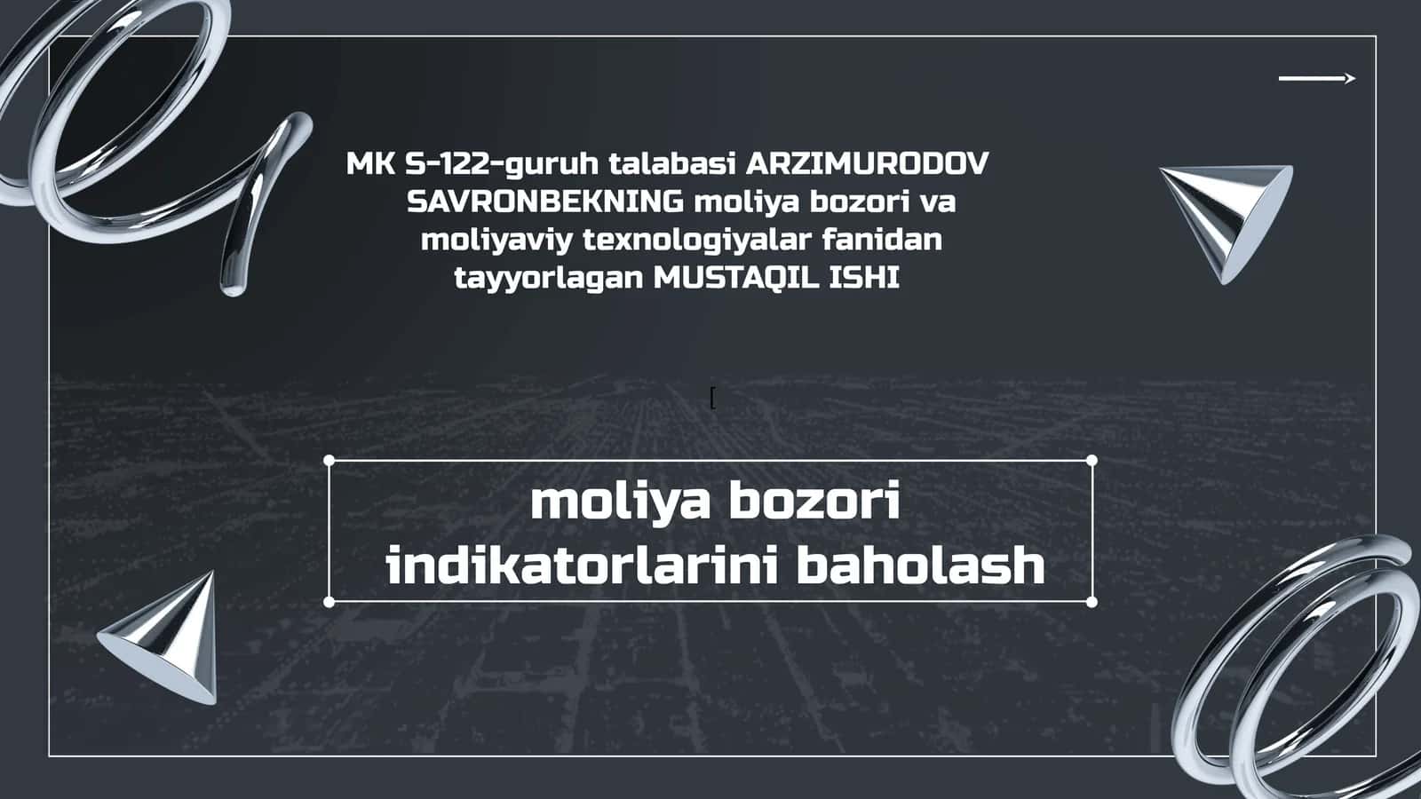 Moliya Bozori Indikatorlarini Baholash 1