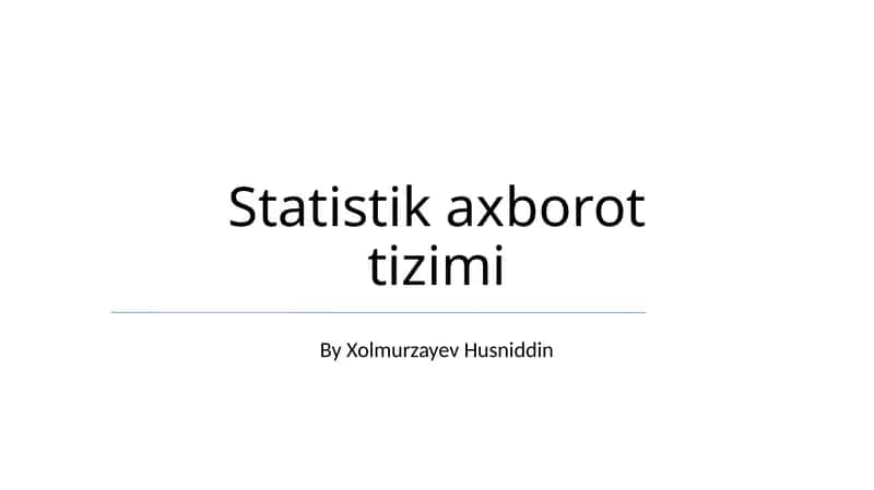 Statistik axborot tizimi 1