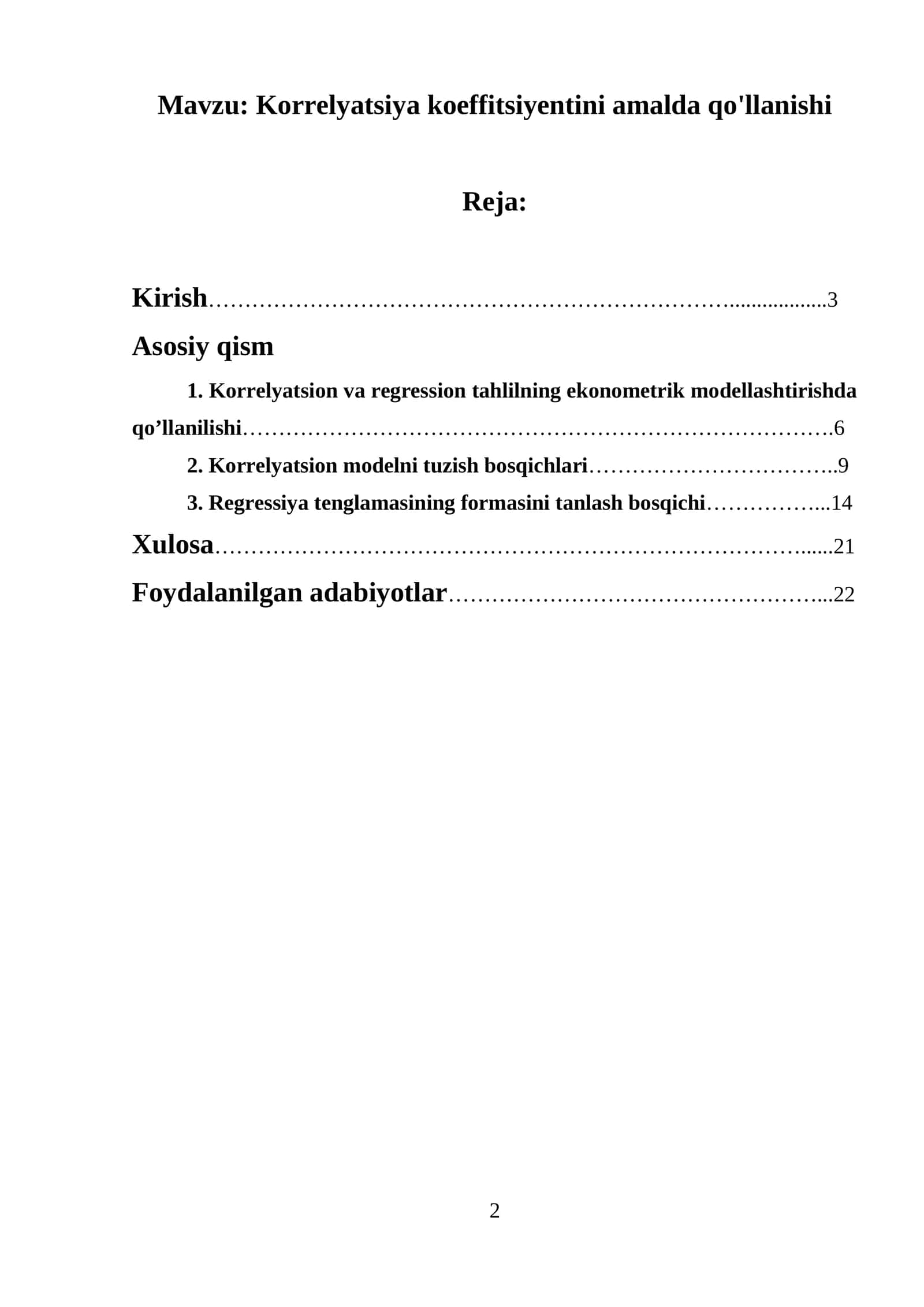 Korrelyatsiya koeffitsiyentini amalda qo'llanishi 1