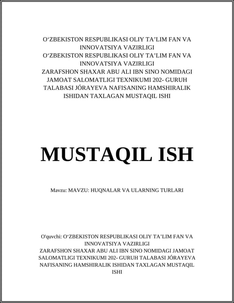 Huqnalar va Ularning Turlari 1