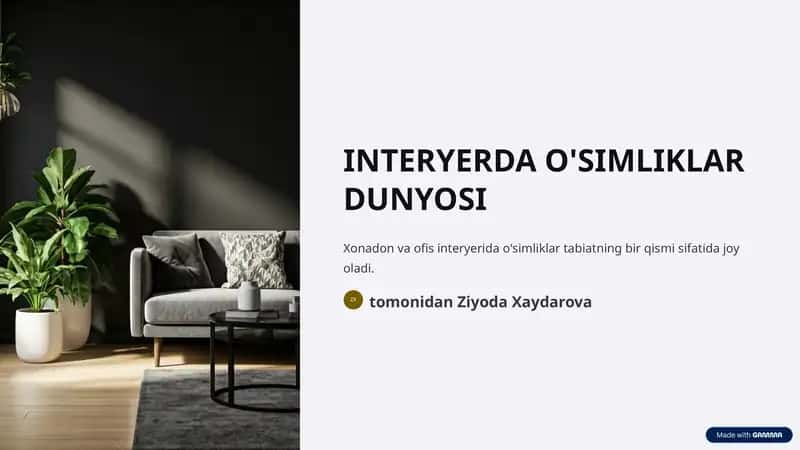 INTERYERDA O'SIMLIKLAR DUNYOSI 1