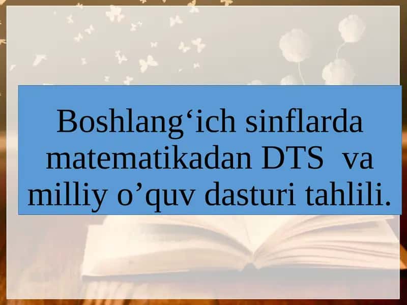 Boshlang‘ich sinflarda matematikadan DTS  va milliy o’quv dasturi tahlili 1