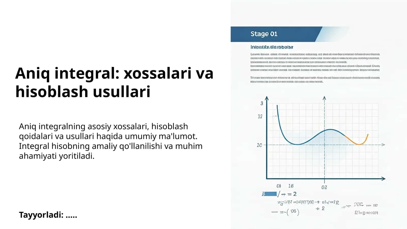 Aniq integral: xossalari va hisoblash usullari 1