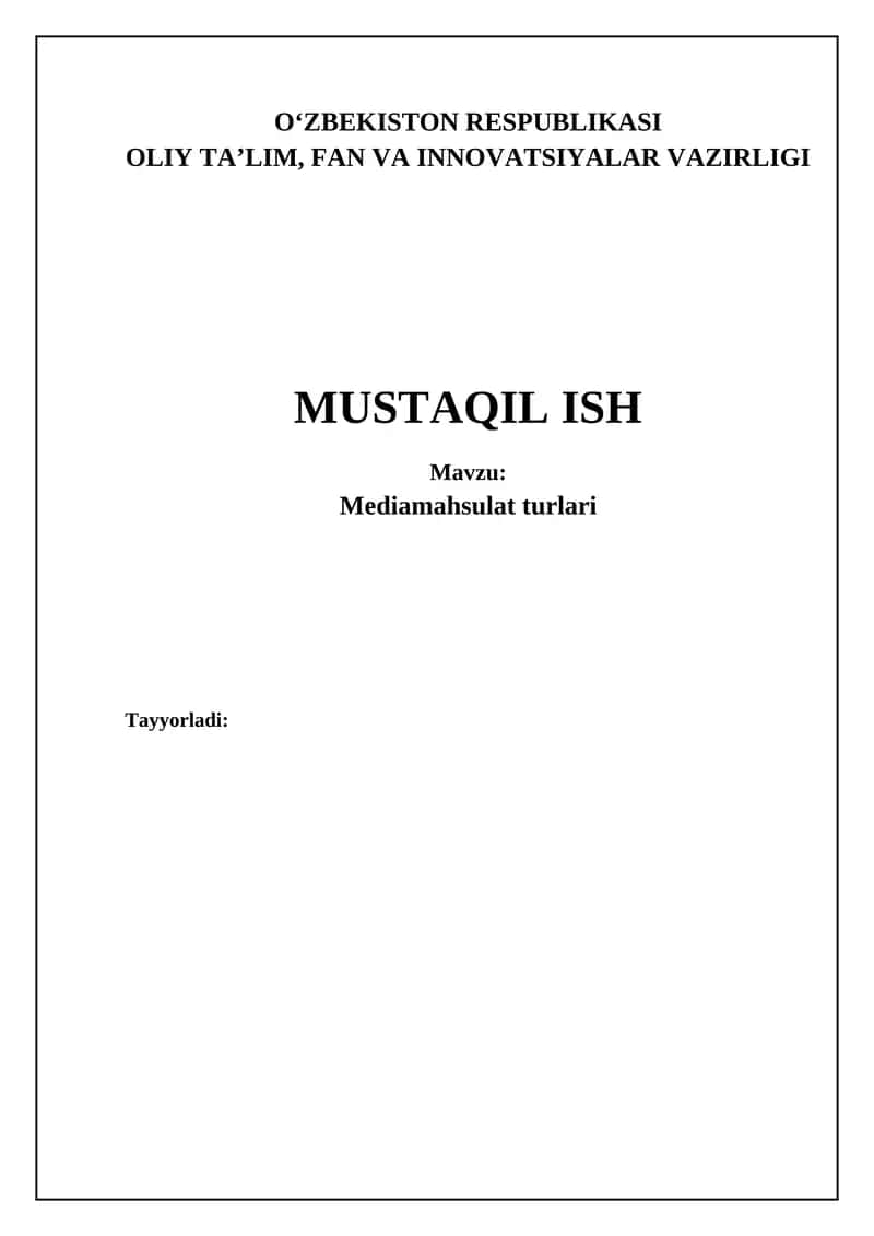 Ommaviy axborot vositalari mahsulotlari 1